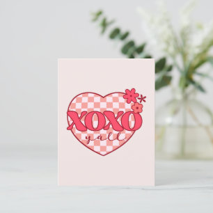 Pink Heart Xoxo Hugs and Kisses Postcard