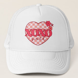 Pink Heart Xoxo Hugs and Kisses Trucker Hat