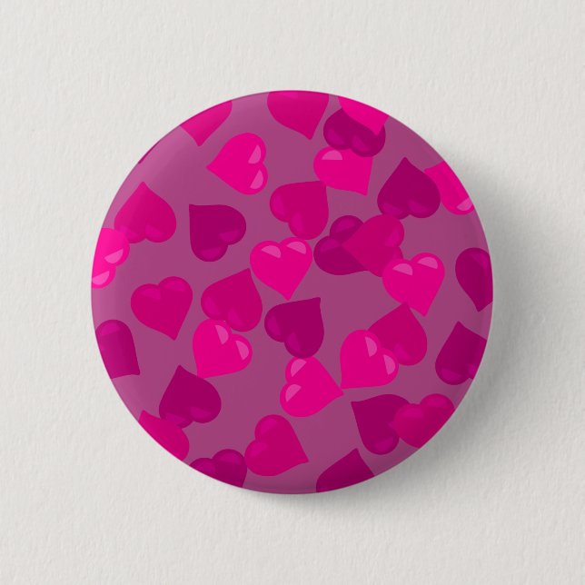 Pink Hearts 6 Cm Round Badge (Front)