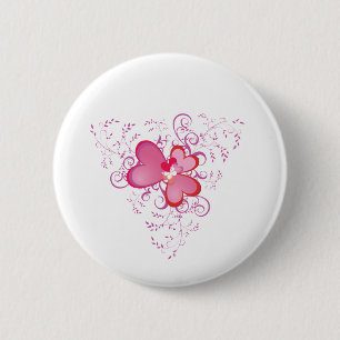Pink Hearts 6 Cm Round Badge