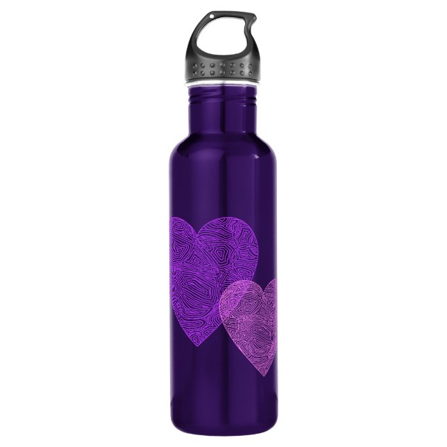 Pink Hearts 710 Ml Water Bottle (Front)