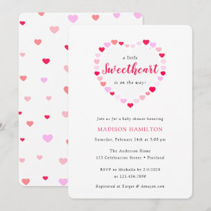 Pink Hearts A little Sweetheart Baby Shower Invitation