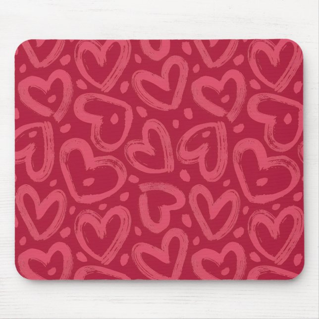 Pink Hearts Aesthetic Mouse Pad (Front)