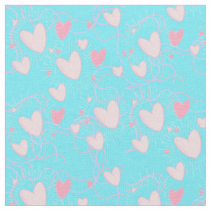 pink hearts and aqua fabric