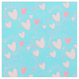 pink hearts and aqua fabric