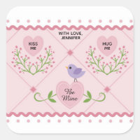 Pink Hearts and Bird