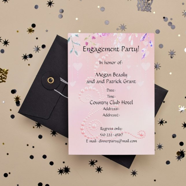 Pink Hearts and flowers Invitation (Creator Uploaded)