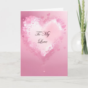 Pink Hearts and Flowers Valentine's Day Holiday Card
