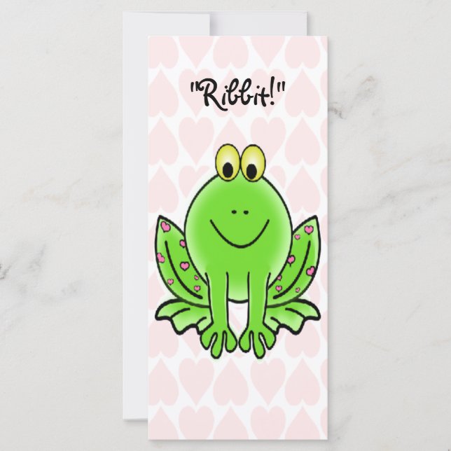 Pink Hearts and Frog Childrens Valentines Cards (Front)