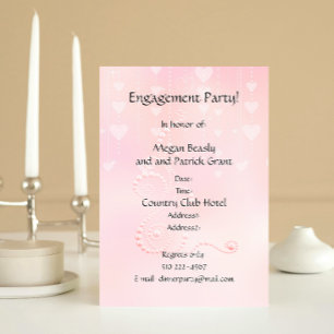 Pink Hearts and Pearls Invitation