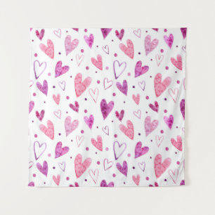 Pink Hearts and Polka Dots: Romantic Delight. Tapestry