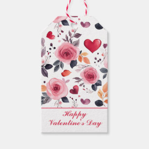 Pink Hearts and Roses  Gift Tags