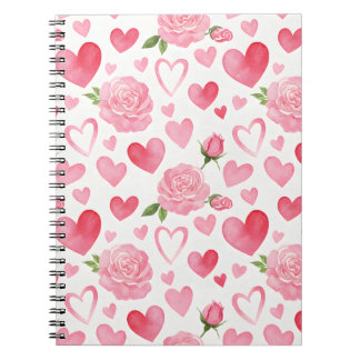 Pink Hearts and Roses Notebook