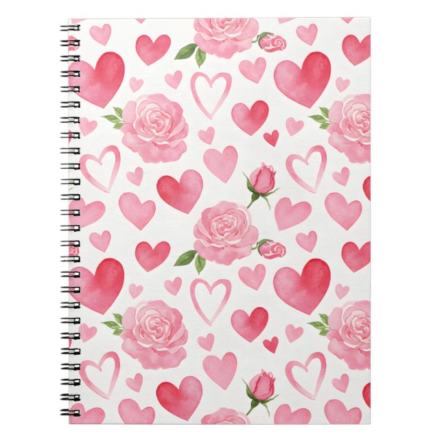 Pink Hearts and Roses Notebook (Front)