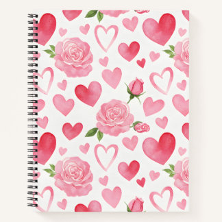 Pink Hearts and Roses Notebook