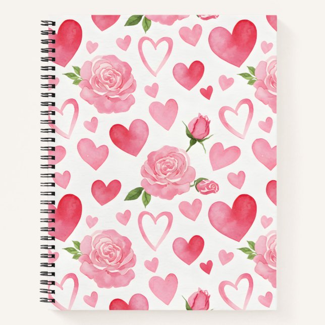 Pink Hearts and Roses Notebook (Front)