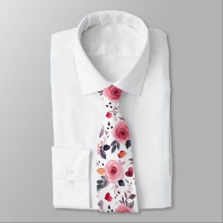 Pink Hearts And Roses  Tie