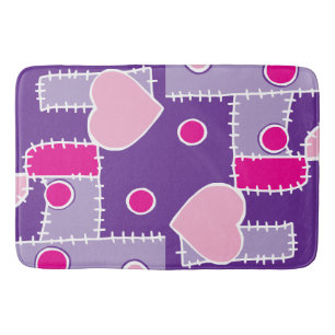 Pink Hearts and shapes whimsical cute Bath Mat