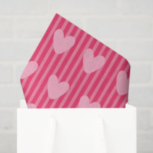 Pink Hearts and Stripes Valentine Pattern Tissue Paper