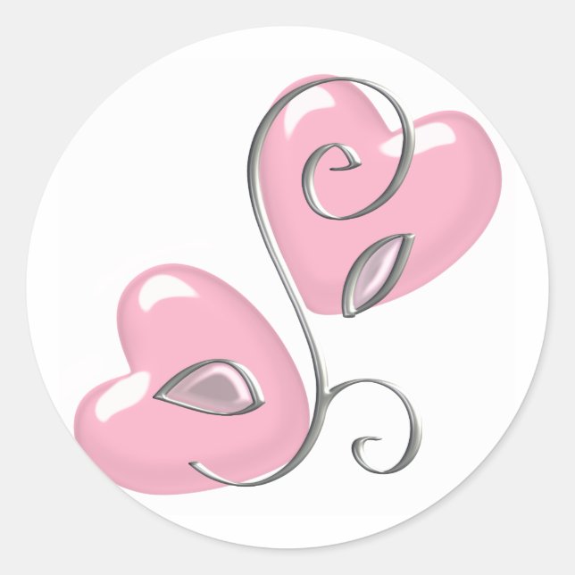 Pink Hearts and Vine Stickers (Front)