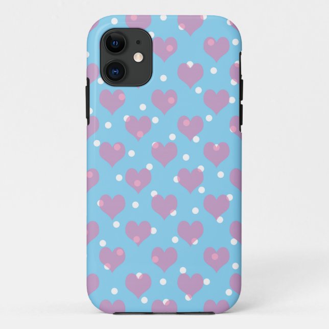Pink hearts and white polka dots Case-Mate iPhone case (Back)
