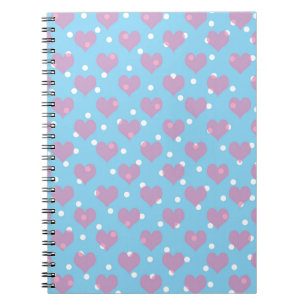 Pink hearts and white polka dots notebook