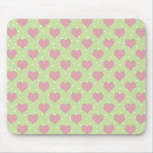Pink hearts and white polka dots pattern mouse mat