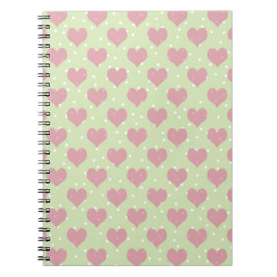 Pink hearts and white polka dots pattern notebook