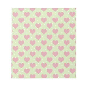 Pink hearts and white polka dots pattern notepad