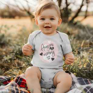 Pink Hearts Awesome Like Mummy Quote Gift Baby Bodysuit