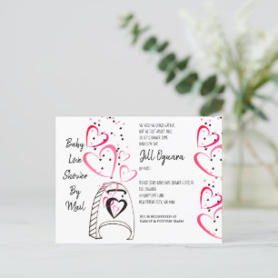 Pink Hearts Baby Shower by Mail Invite Postcard