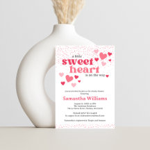Pink Hearts Baby Shower Invitation