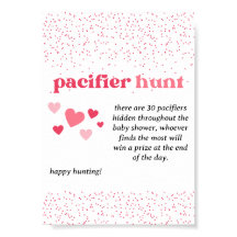 Pink Hearts Baby Shower Pacifier Hunt