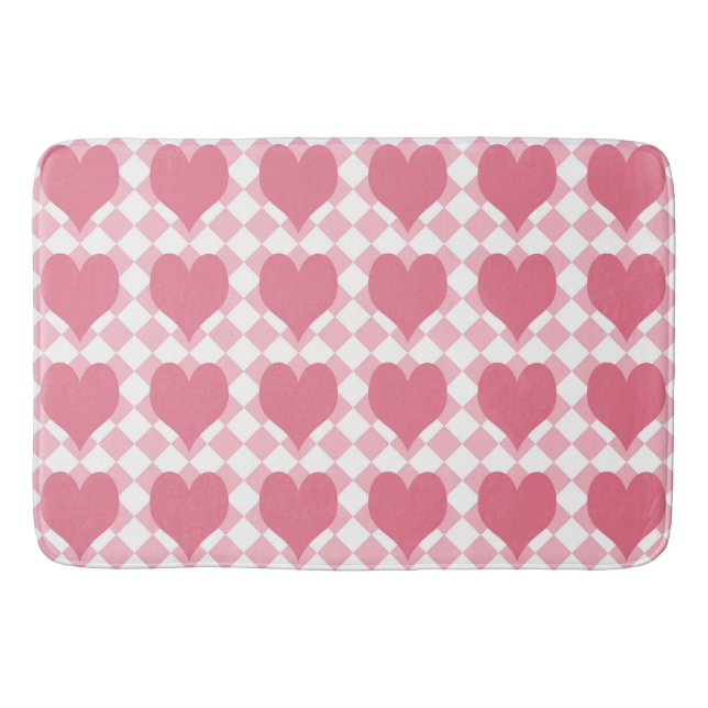 Pink Hearts Bath Mat (Front)