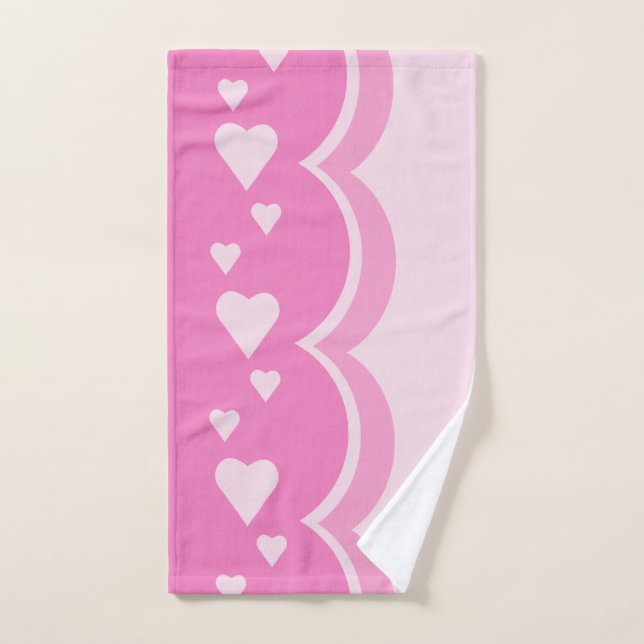 Pink Hearts Bath Towel Set (Hand Towel)