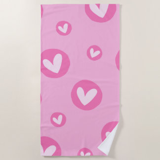 Pink Hearts Beach Towel