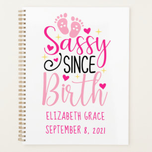 Pink Hearts Birth Stats Sassy Since Birth Baby  Planner