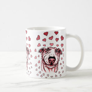 Pink Hearts Bull Terrier Valentine's Day Coffee Mug