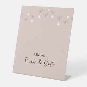 Pink Hearts & Butterflies Cards & Gifts  Pedestal Sign