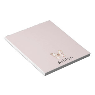 Pink Hearts Butterfly Notepad