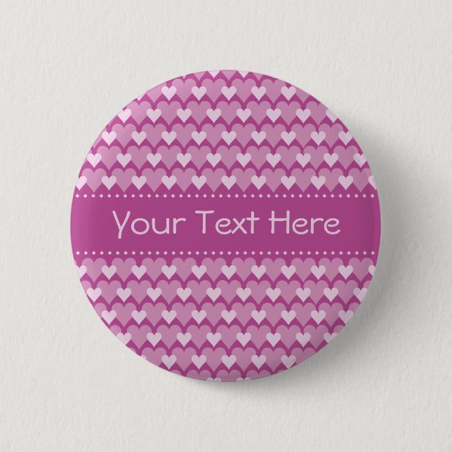 Pink Hearts button, customise 6 Cm Round Badge (Front)
