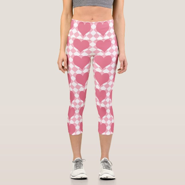 Pink Hearts Capri Leggings (Front)