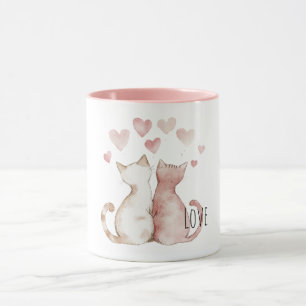 Pink Hearts Cat Love Mug