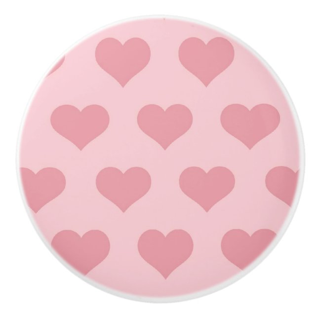 Pink Hearts Ceramic Door knob (Front)