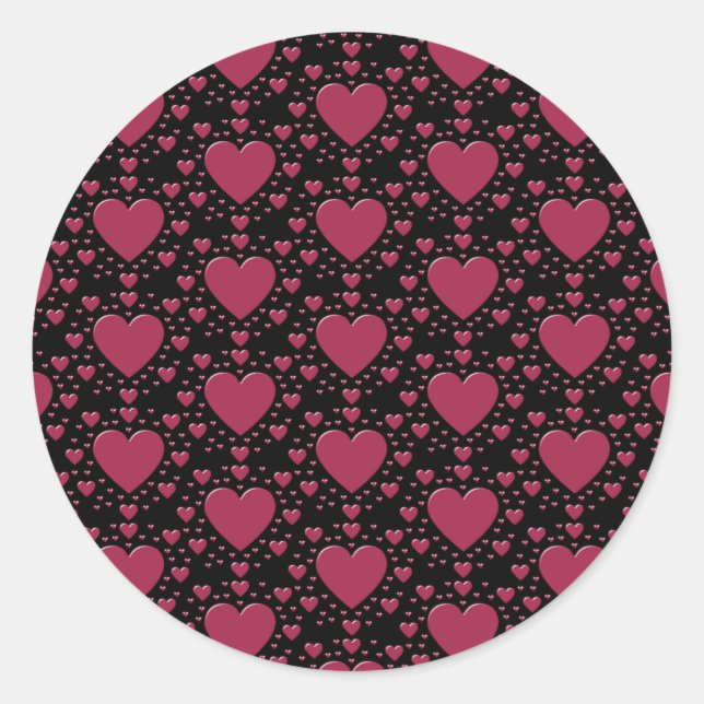 Pink Hearts Classic Round Sticker (Front)