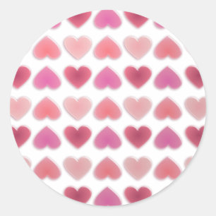 pink hearts classic round sticker