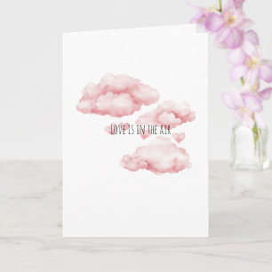 Pink Hearts Clouds Love is in the air Card