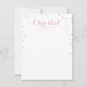 Pink Hearts Confetti Personalised Stationery Invitation