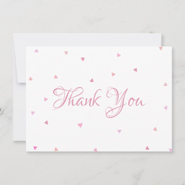 Pink Hearts Confetti Script Thank You (Front)