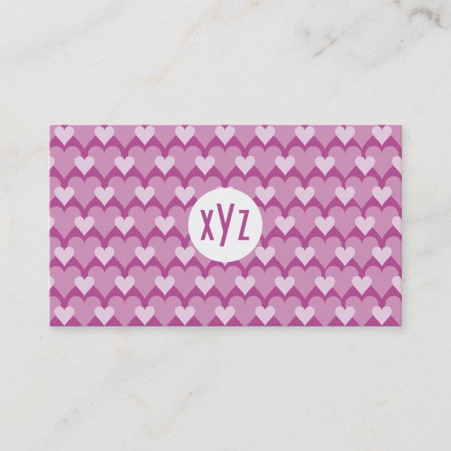 Pink Hearts custom business cards (Front)